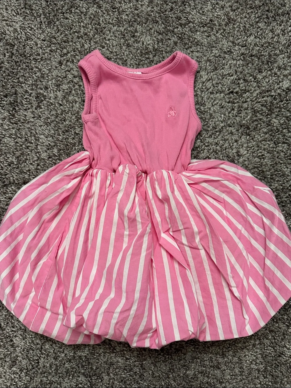 GAP Pink Ribbed Tank Top Dress‎ with Pink & White Striped Skirt